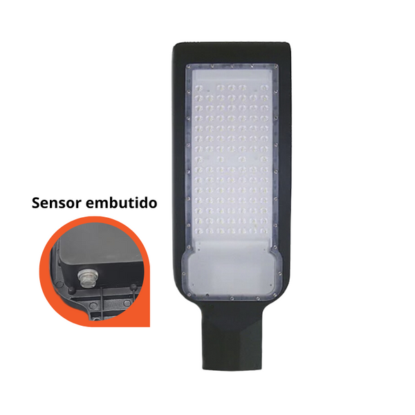 Luminária LED Pública 50w SMD Branco-frio Com sensor embutido