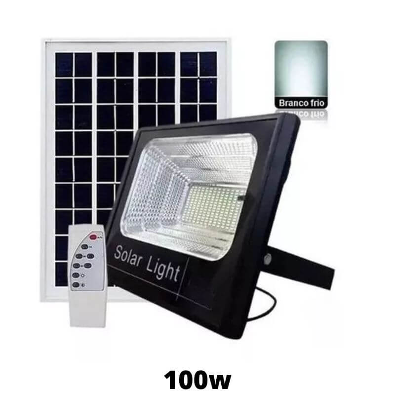 Refletor Solar 100W Branco-frio 6500k com Controle Remoto